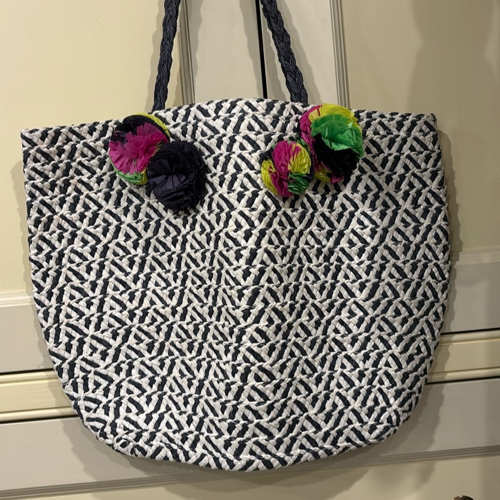 Crewcuts paper weave Pom Pom purse bag tote